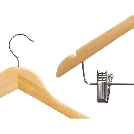 Wooden Hangers With Trouser Clip Set of 2pcs