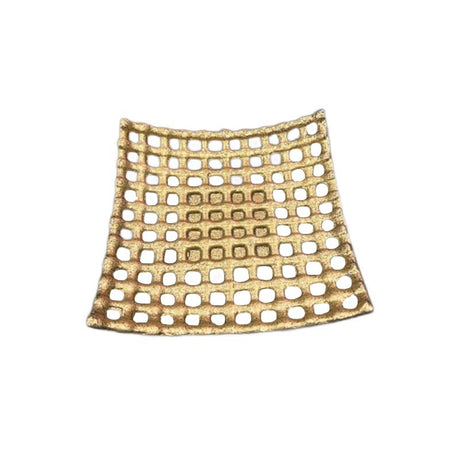 Woven Square Dry Fruit Serving Tray Antique Gold