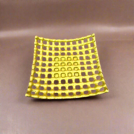 Woven Square Dry Fruit Serving Tray Gold
