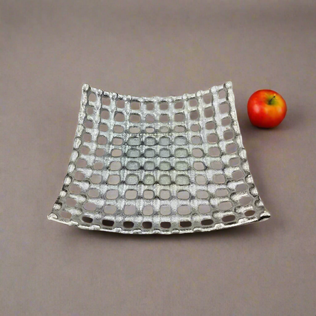 Woven Square Dry Fruit Serving Tray Silver