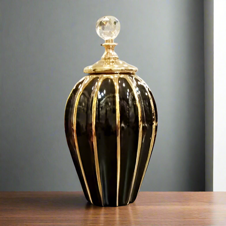 Ceramic Vase Black & Gold
