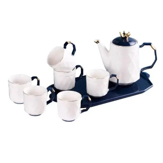 Tea Set With Tray Blue (Set of 8)