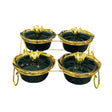 4 Condiment Sets With Gold Stand