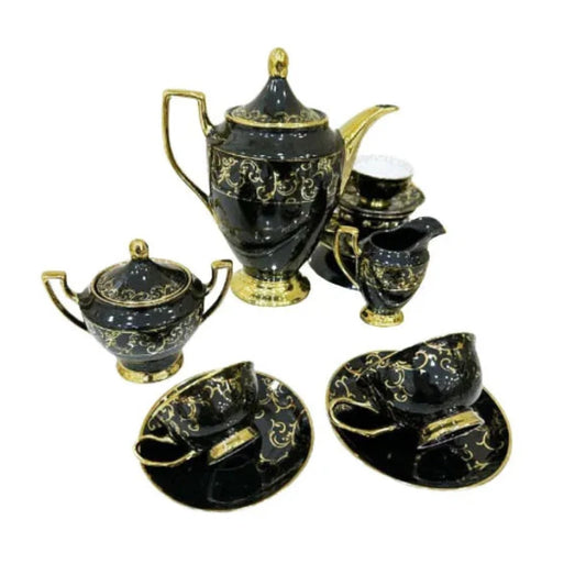 Porcelain Tea Sets Black & Gold