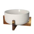 White Salad Bowl 2.7L With Wooden Stand