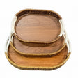 Cane Oval Serving Tray Brown (Set of 3)