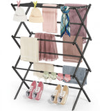 Foldable 3 Tier Cloth Dryer Black Metal/Steel