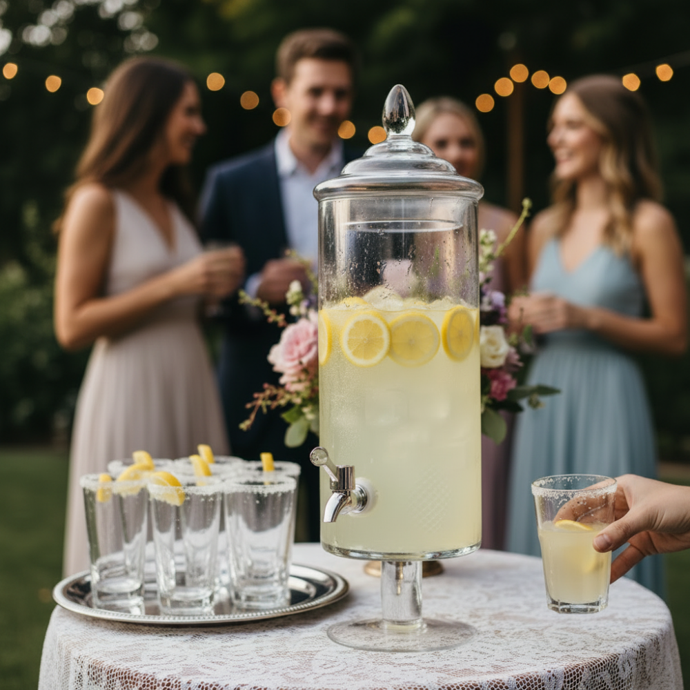 Glass Beverage Dispenser With Tap 4L