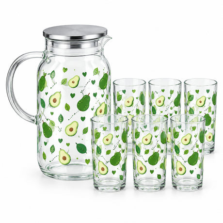 Fruit Printed Water Jug & Serving Glass Set 7pcs