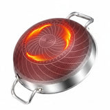Honey Comb Stainless Steel Wok Pan With Lid 36cm 