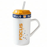 Mug With Lid & Straw