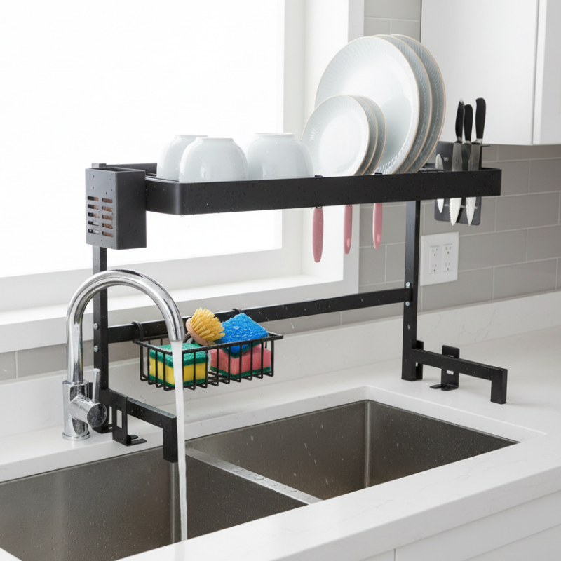 Stainless Steel Sink Organiser Black