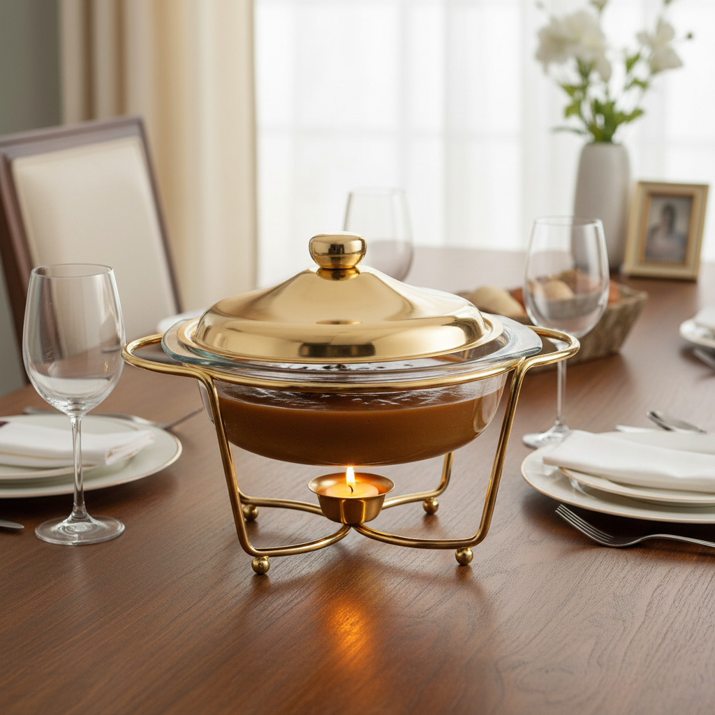 Rounnd Burner Dish 2L Gold