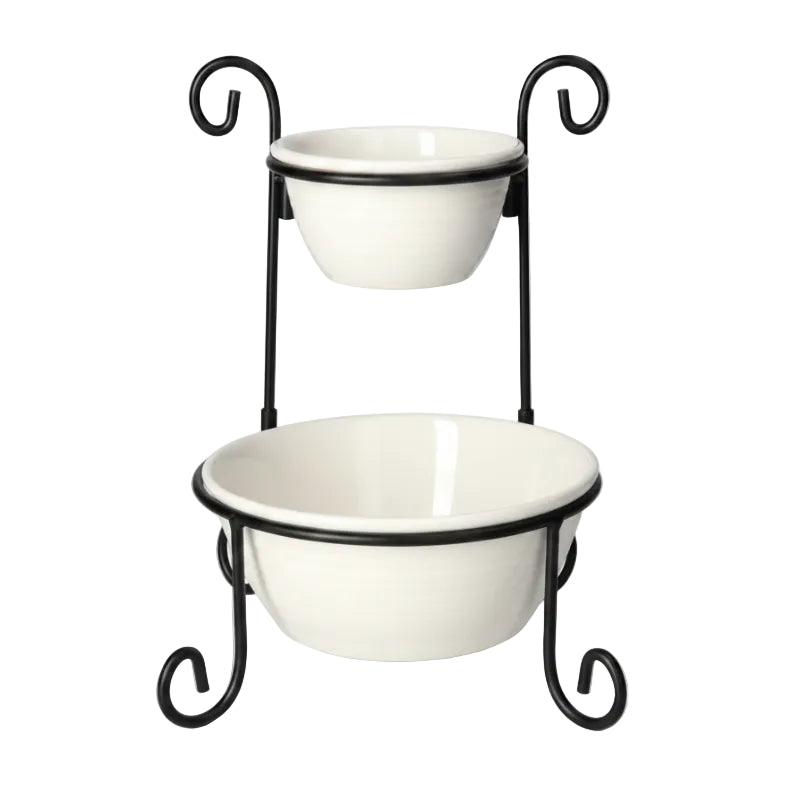 2 Tier Serving Bowl Set With Stand