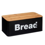 Black Metal Bread Basket with Bamboo Lid 33cm