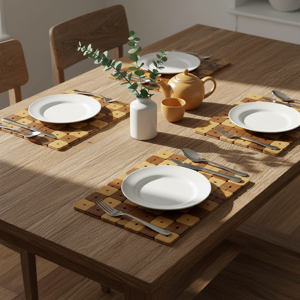 bamboo Table Mat Square Shape (Set of 3)
