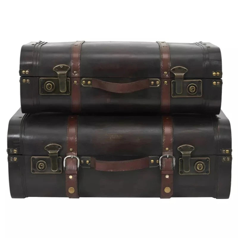 Vintage Decorative Trunks Brown x2