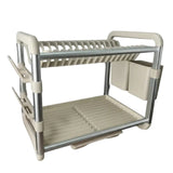 2 Tier Dish Rack Aluminum/Plastic Cream