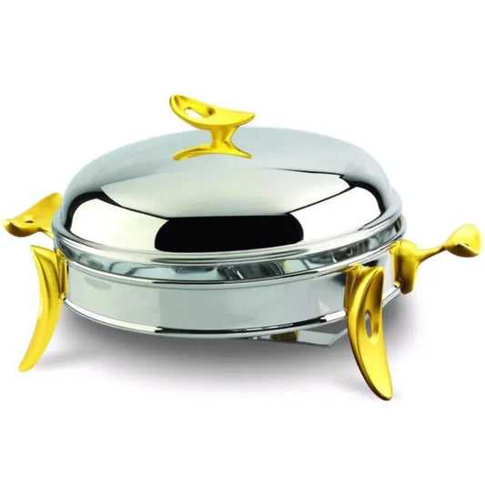 Stainless Steel Single Food Warmer Round Gold 2.5L