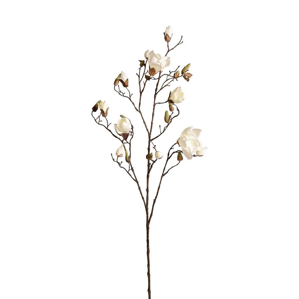 Faux Magnolia Stem White