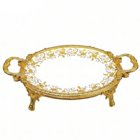 Royal Bloom Serving Platter White & Gold 34x6 cm