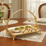 Royal Bloom Rectangular Serving Platter White & Gold 23x37x28 cm