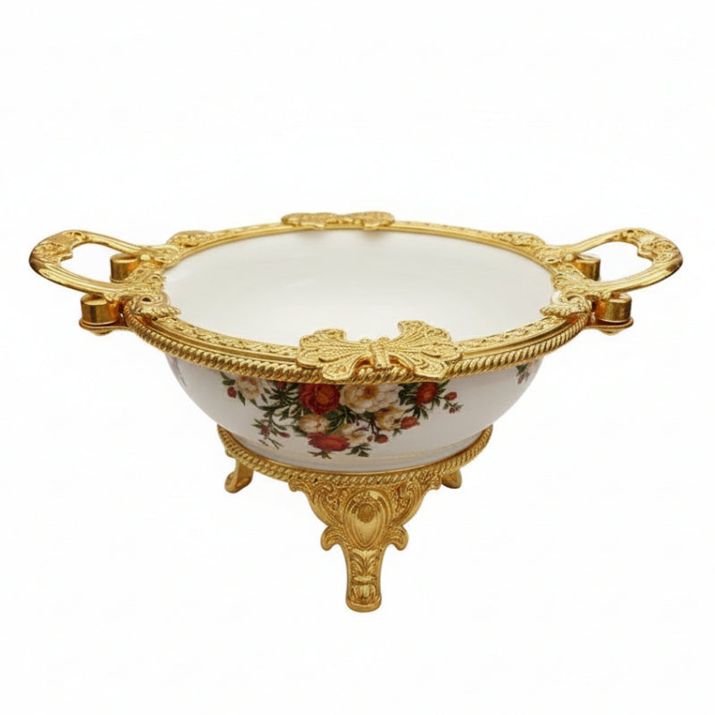 Royal Bloom Serving Bowl White & Gold