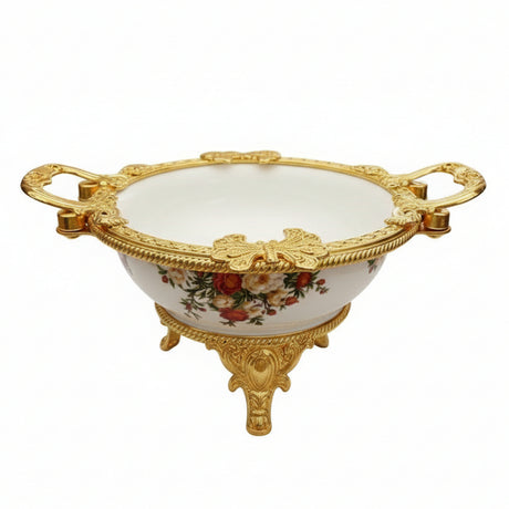 Royal Bloom Serving Bowl White & Gold