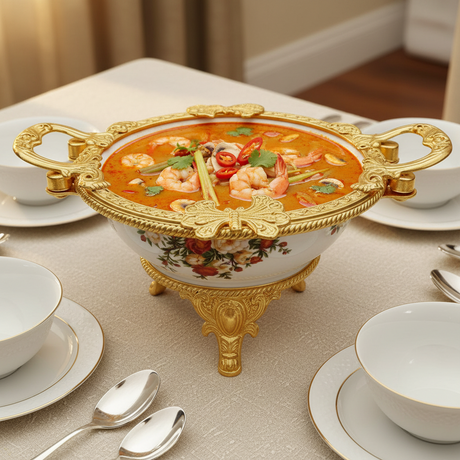 Royal Bloom Serving Bowl White & Gold