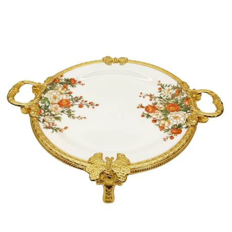 Royal Bloom Serving Platter White & Gold 19x6 cm
