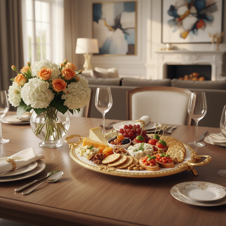 Royal Bloom Serving Platter White & Gold 42x6 cm