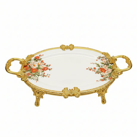 Royal Bloom Serving Platter White & Gold 42x25.5x6 cm
