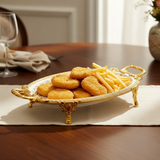Royal Bloom Oblong Serving Platter White & Gold 42x21x6 cm