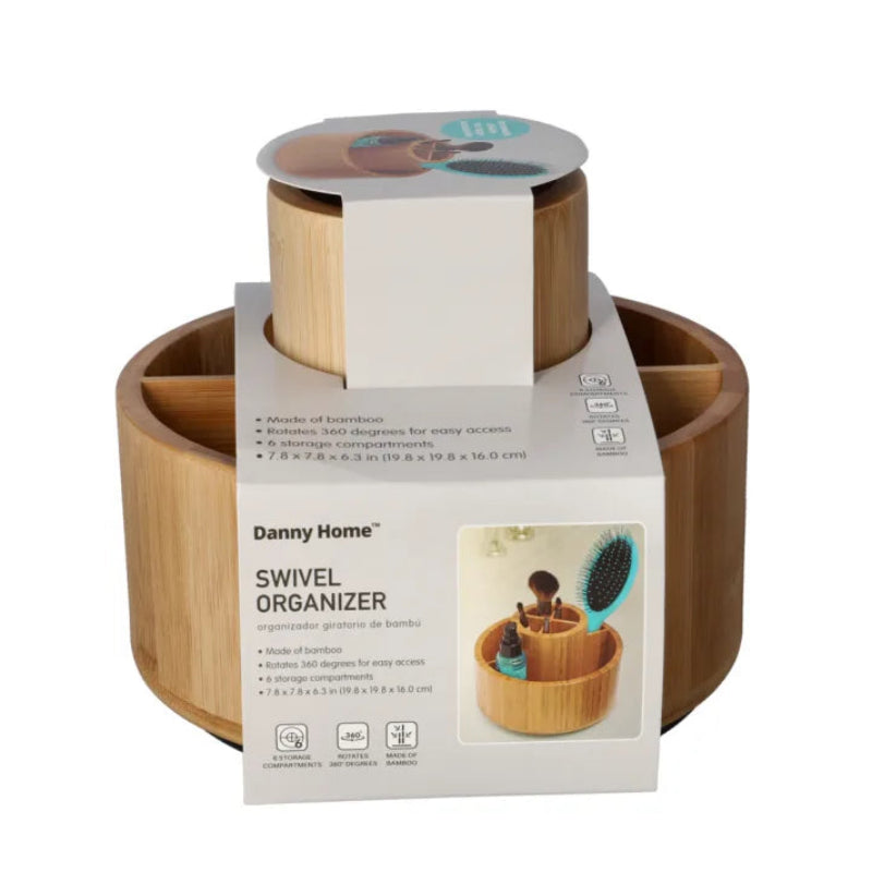 Bamboo Rotating Cosmetic Organizer 19.5cm