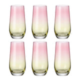 Shining Crystal Drinking Glass 550ml Pink/Yellow (Set of 6)