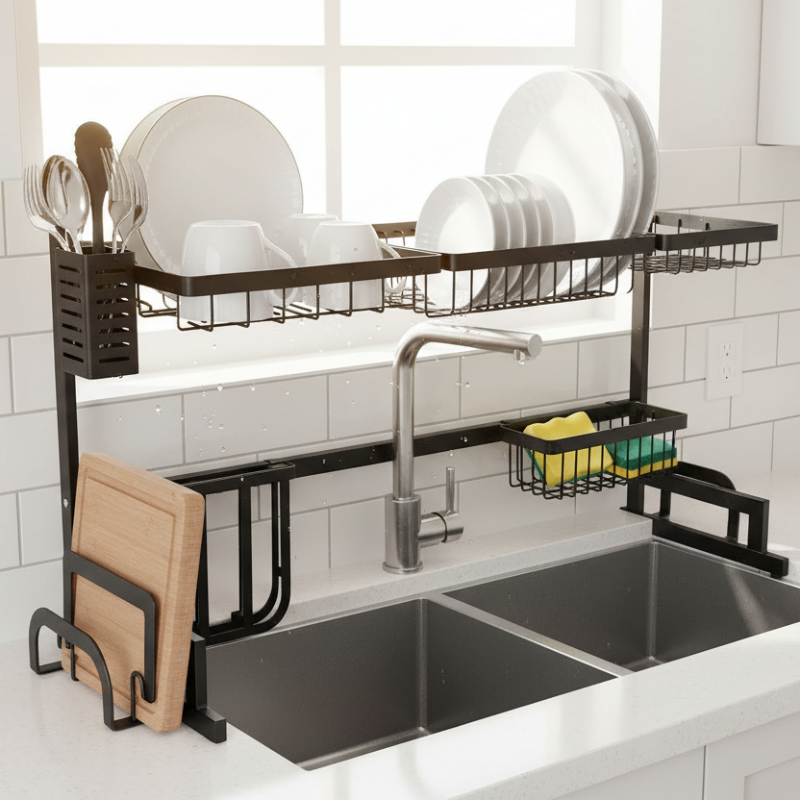 Stainless Steel Sink Organiser Black