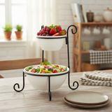 2 Tier Serving Bowl Set With Stand
