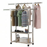 Extendable Double-Rail Garment Rack Stainless Steel/Plastic