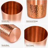 Pure Copper Half Hammered Drinking Glass 200ml