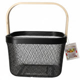 Mesh Stainless Steel Square Storage Basket With Handle Black