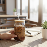 Iced Coffee Glass Mug With Straw 480ml