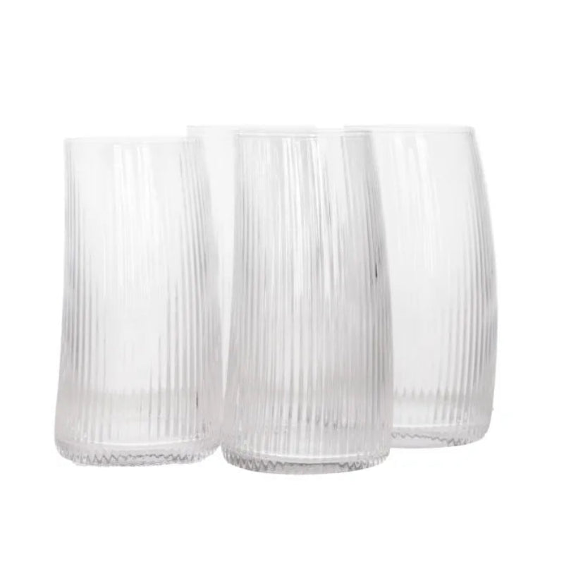 Crescent Shaped Drinking Glass Set 4Pcs 500ml