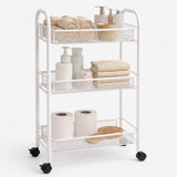 3 Tier Metal Storage Trolley With Wheels White