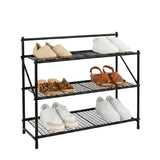3 Tier Foldable Shoe Rack Matte Black