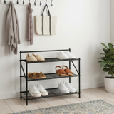 3 Tier Foldable Shoe Rack Matte Black