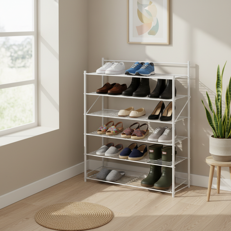 5 Tier Shoe Rack Matte White