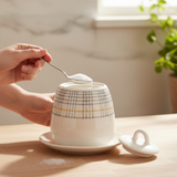 Ceramic Sugar Pot White & Grey 220ml