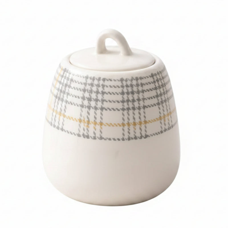 Ceramic Sugar Pot White & Grey 220ml