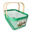 Mesh Stainless Steel Rectangular Storage Basket With Handle Green