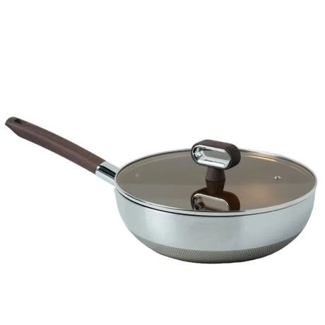 Honey Comb Titanium Stainless Steel Wok Pan 28cm